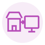 Icon showing a shopfront and online screen connected as one retail experience.